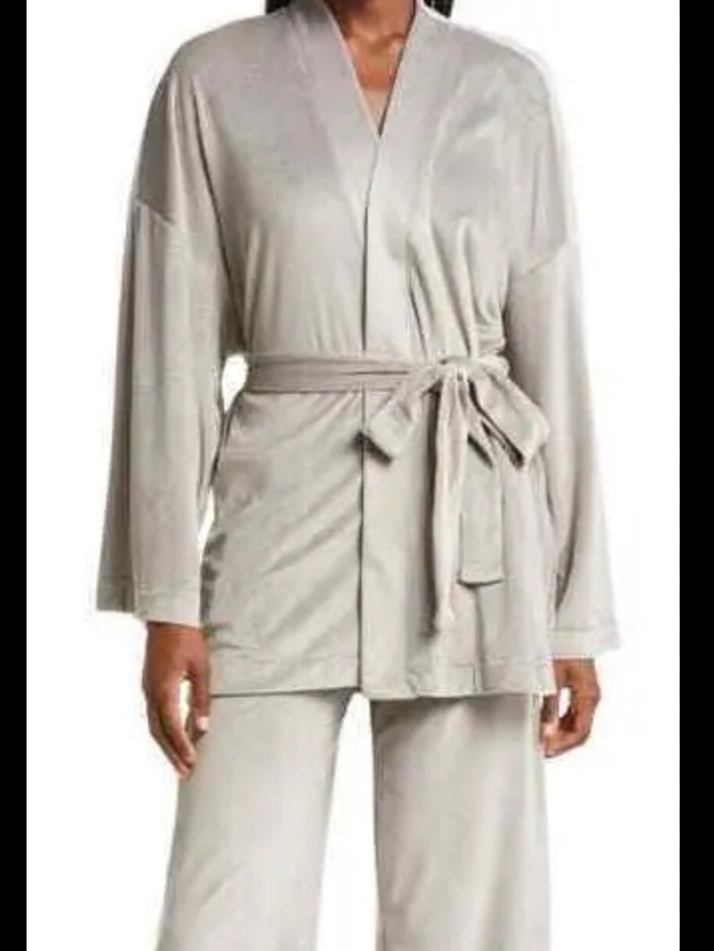 Skims by Kim Kardashian Soft Gray Velour Wrap Robe small